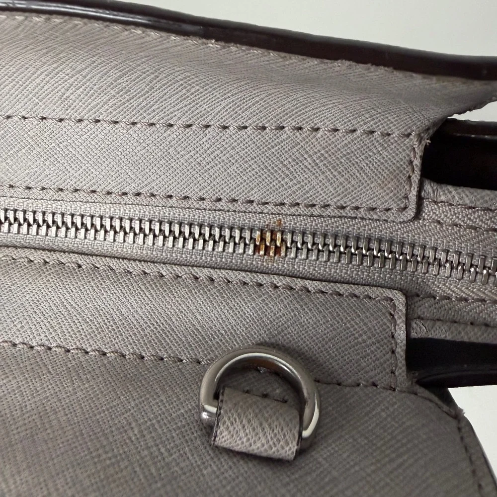 Michael Kors Selma Satchel Women Grey Saffiano Leather Professional Chic Large‎